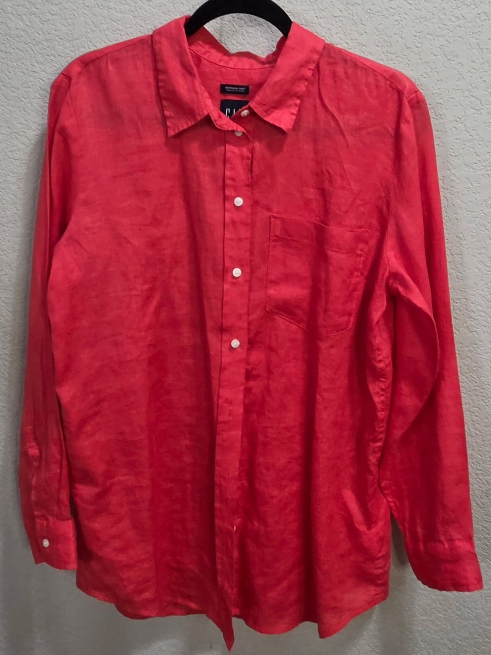 GAP Coral-Red Linen Button Front Blouse